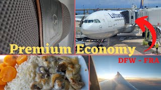 Lufthansa PREMIUM Economy  Flight Review  Airbus A330  DFWFRA [upl. by Ateekahs]