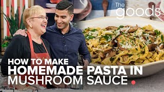 How to Make Lidia Bastianichs Homemade Pasta in Mushroom Sauce  The Goods  CBC Life [upl. by Arrimat]