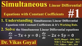 Simultaneous Linear Differential Equations 1 with Constant Coefficients Imp  Engineering Maths [upl. by Eizeerb791]