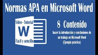 Vídeo 8 hacer introducción y conclusión en un trabajo de Word según normas APA sexta edición [upl. by Ashok]