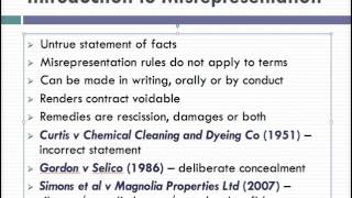 Misrepresentation Lecture 1 of 4 [upl. by Cuthbert]