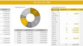 영업사원별 매출 관리  엑셀 실적관리  영업사원 관리 프로그램  엑셀 매출관리양식  Sales Management by Salesperson [upl. by Yahsan]